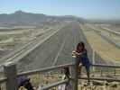 Kristina in front of completed west dam construction