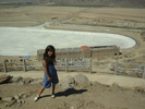 water pumps into the lake from this holding pond (big swimming pool)